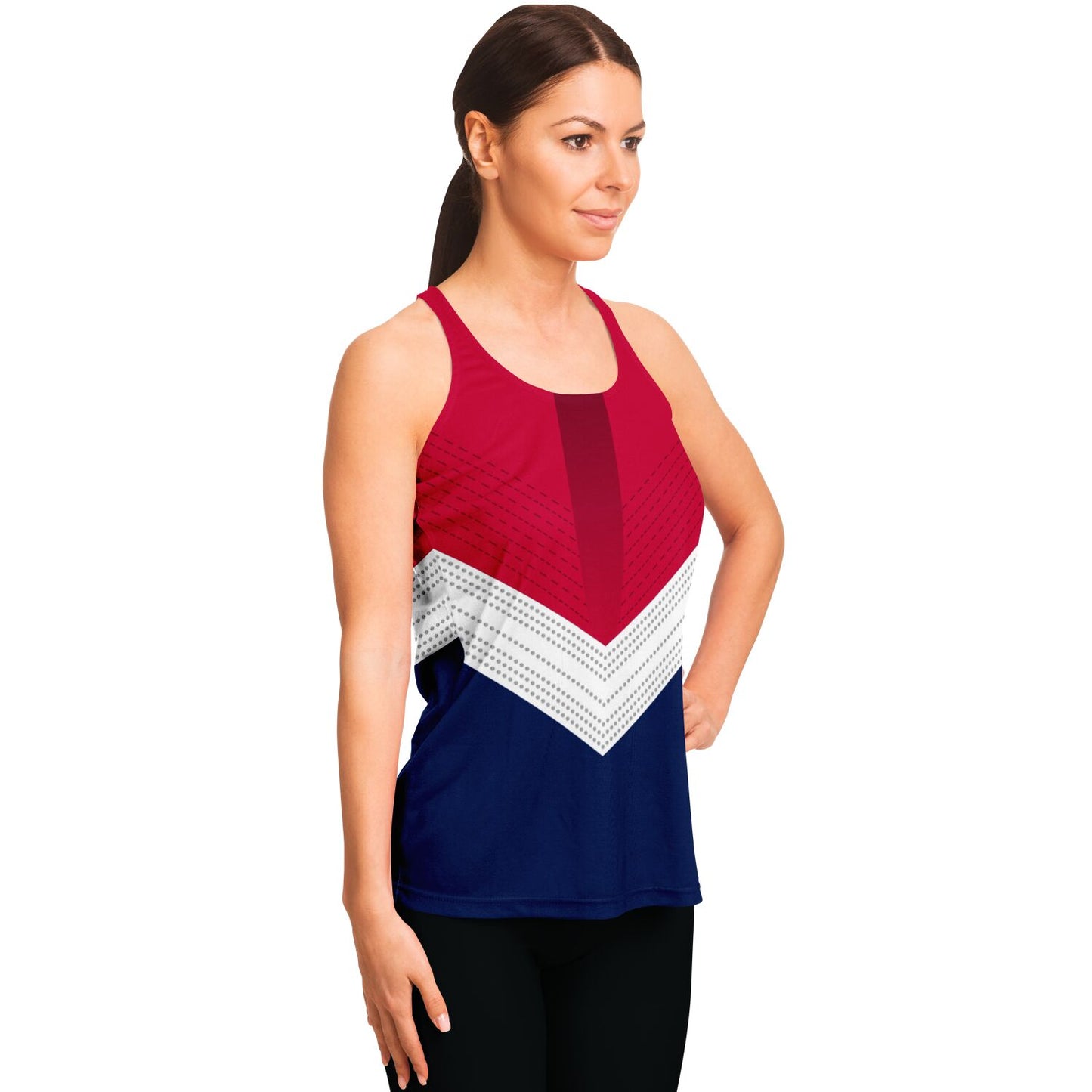 USA 2021 Olympic Gymnastics Inspired Red, White, Blue Racerback Top